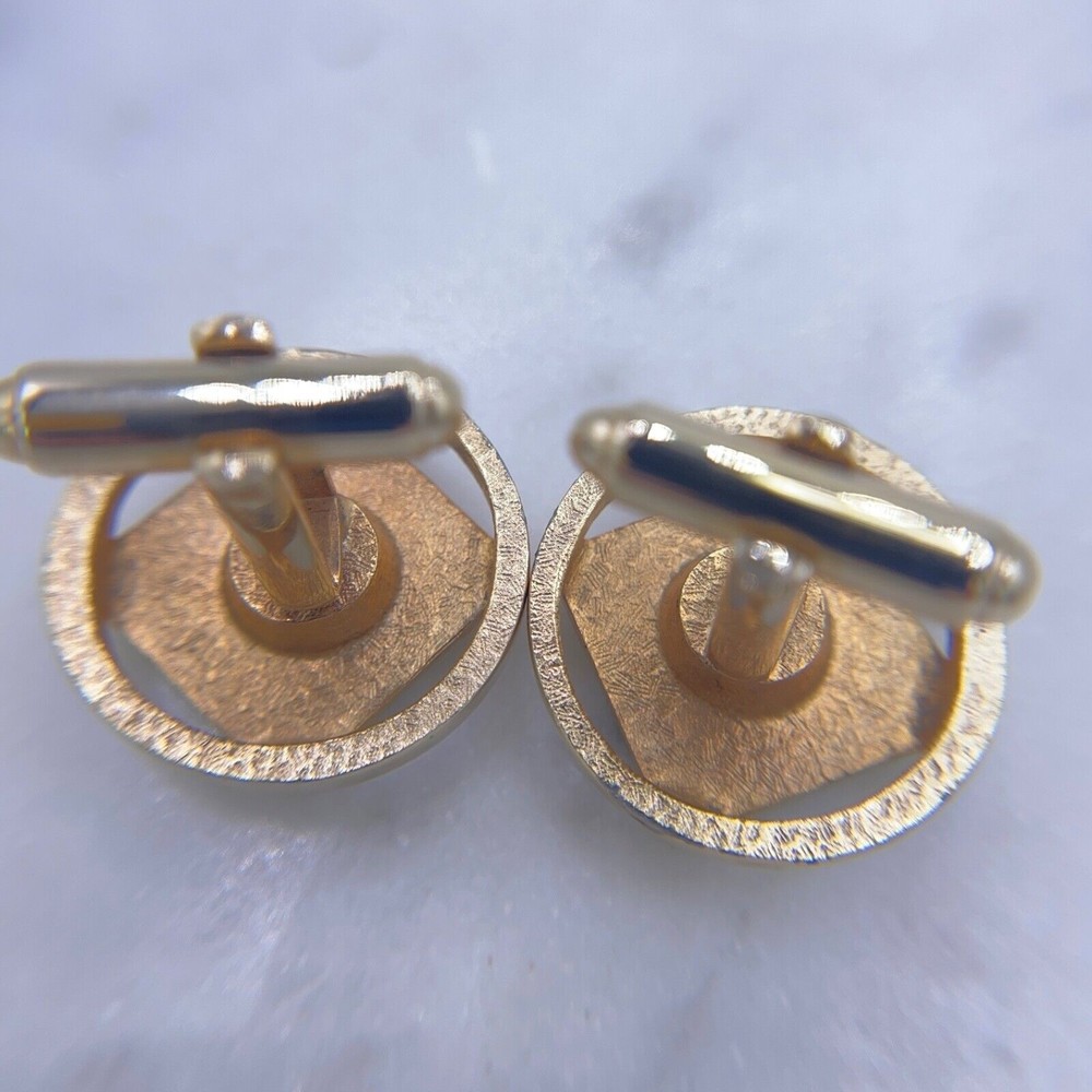 Vintage Men Gold Black Green 3D Horse Head Equestrian Cufflinks + Tie Clasp Clip - Picture 8 of 9